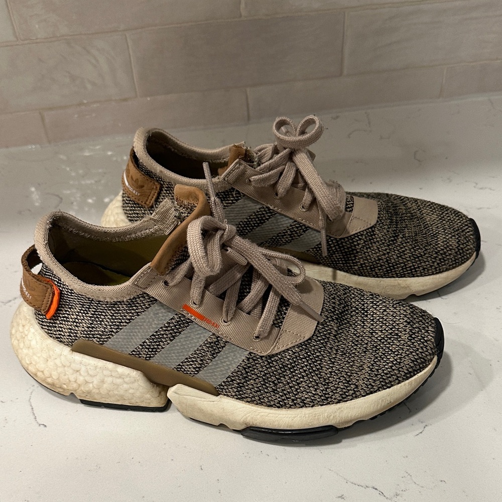 Adidas Black and Tan Knit Sneakers